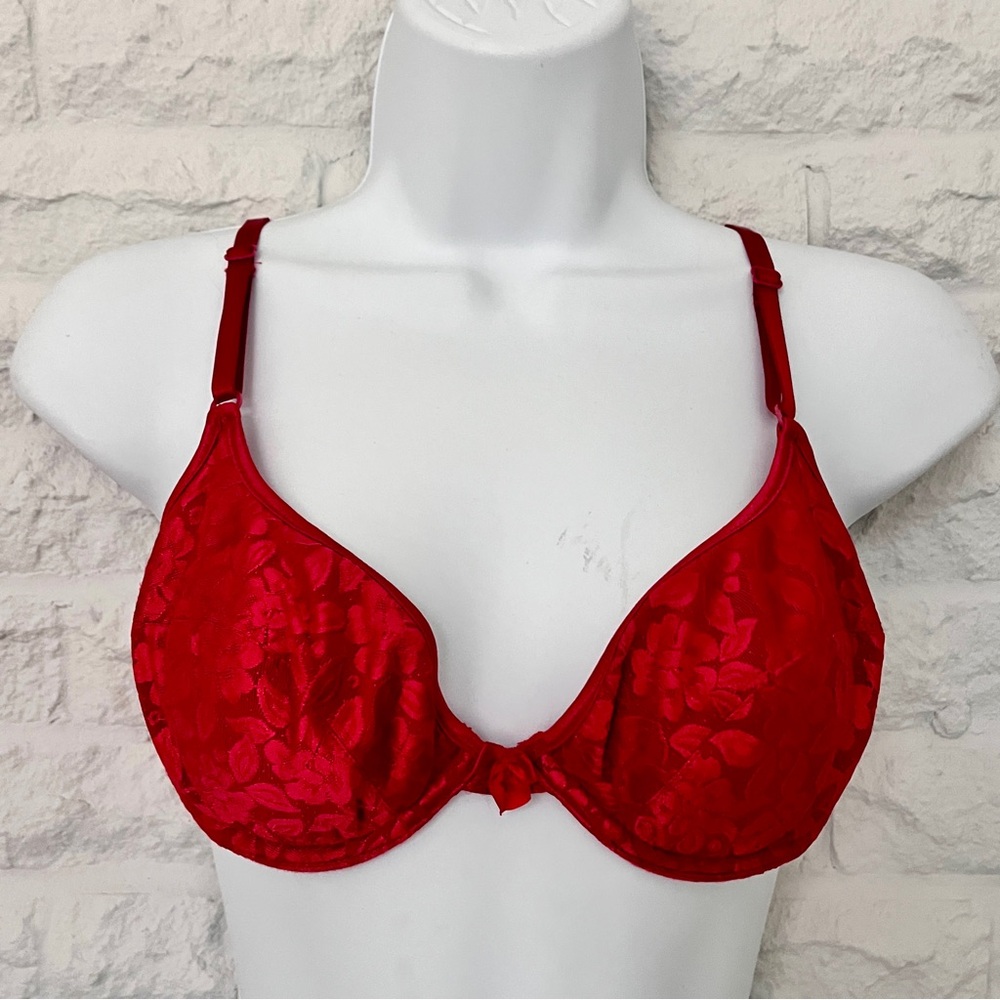 Vintage Maidenform ‘Everyday Romance’ Red Floral Underwire Bra, Size 36B